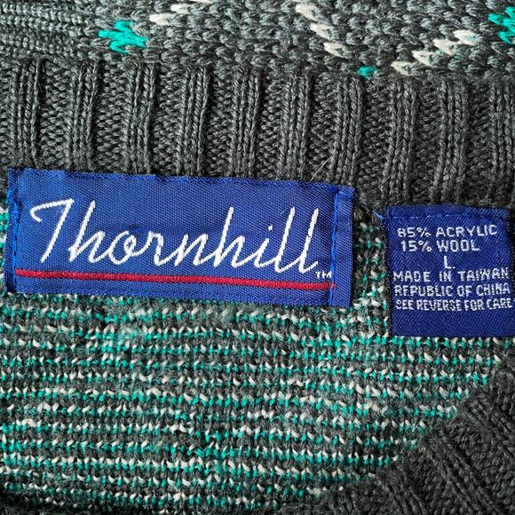 90s Wool Blend Grunge Geometric Retro Sweater Streetwear Minimalist Crewneck L - Picture 9 of 9